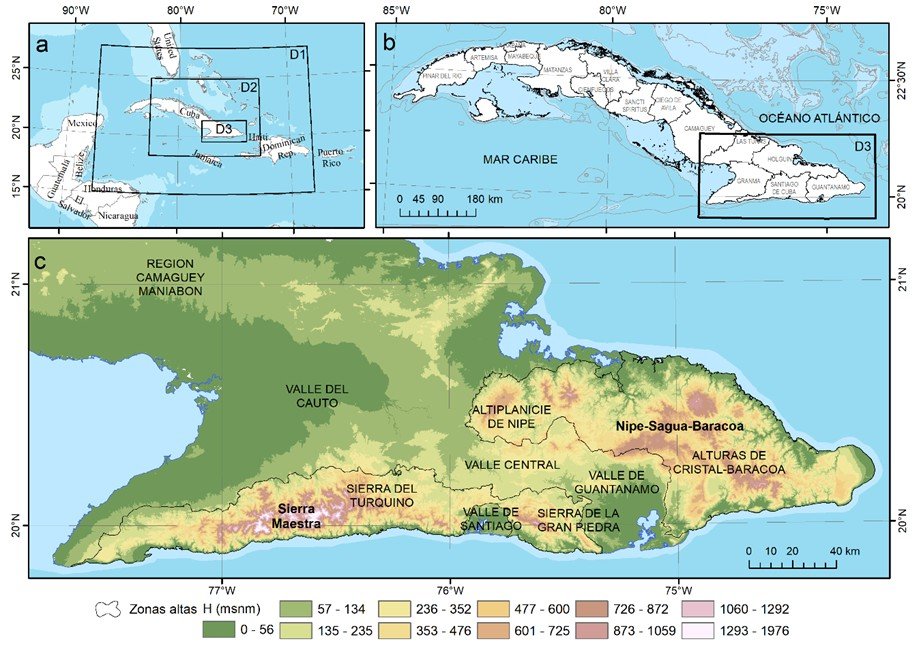 Área de estudio: Región oriental de Cuba